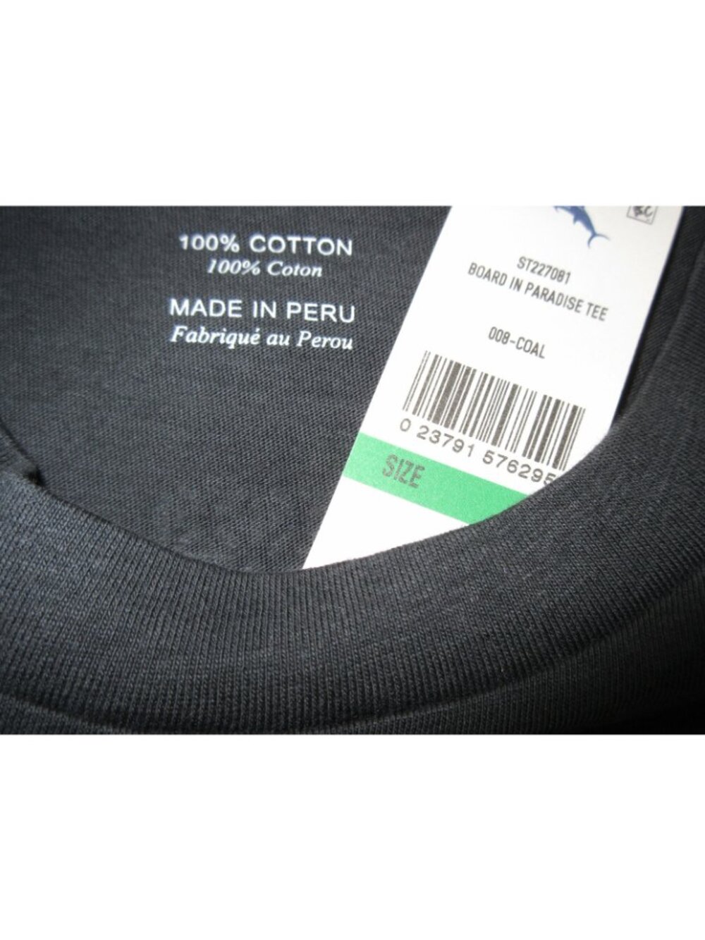 Men's Tommy Bahama SS Board In Paradise Tee Shirt Coal Black Grey Size Small NWT - Picture 6 of 7